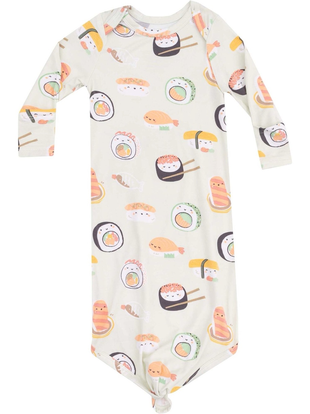 Angel Dear Cream Sushi Print Knotted Gown Pajama